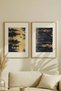 2 VINTAGE PAINTINGS WITH NATURAL WOOD FRAMES FEATURING ABSTRACT LANDSCAPES WITH FOREST AND WATER THEMES - 2