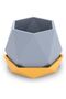 Geometric Plant Pot with Drip Tray, Cacti and Small Indoor Plants, 13 x 11.4 x 9.8 cm, Grey Mustard