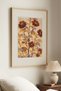 1 VINTAGE PAINTING WITH A RED BOTANICAL THEME IN A NATURAL WOOD FRAME