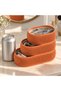 Stackable Desk Tray Set of 3 with Removable Compartment Inserts, Clips, Large, Matte, Terracotta - 4