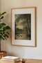1 VINTAGE PAINTING WITH A "CITY ON THE LAKE" THEME IN A NATURAL WOOD FRAME - 3