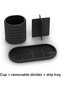 Ribbed Toothbrush Cup with Long Oval Drip Tray and 4-Way Divider, 20.2 x 9.2 cm, Black - 4