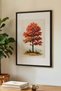1 VINTAGE PAINTING WITH A "FALL FIRE" THEME IN A BLACK WOODEN FRAME - 3