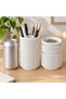 Stackable Round Pen Pot and Storage Canister Set, 5 Pieces with Divided Insert, Clips and Stationery - 2
