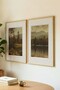 2 VINTAGE PAINTINGS WITH NATURAL WOOD FRAMES FEATURING VIEWS OF A MISTY VALLEY AND A FOREST - 3
