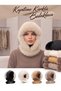Quilted, Padded, and Fur-Trimmed Balaclava - Women's Winter Hat and Neck Warmer Set - 2