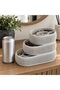 Stackable Desk Tray Set of 3 with Removable Compartment Inserts, Clips, Jewellery and Makeup, Marble - 3