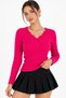 Women's Plus Size Fuchsia Sweater with Boat Neck and Guipure Lace Cty-cnd-11903b - 4