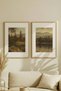 2 VINTAGE PAINTINGS WITH NATURAL WOOD FRAMES FEATURING VIEWS OF A MISTY VALLEY AND A FOREST - 2