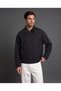 Men's velvet shirt collar zipper detailed jacket with inner lining and inner pockets