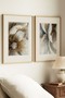 2 VINTAGE PAINTINGS WITH NATURAL WOOD FRAMES, FEATURING SOFT-TOUCH EARTH-TONED FLOWERS
