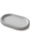 Ribbed Oval Decorative Tray 19.7 x 12.3 cm, Minimalist Catch All Tray for Keys, Light Gray