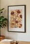 1 VINTAGE PAINTING WITH A RED BOTANICAL THEME IN A BLACK WOODEN FRAME - 3