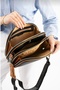 Women's Black and Tan 5-Compartment Adjustable Strap Shoulder Bag - BD10120 - 3
