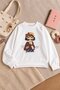 Girls' Long-Sleeve Crew-Neck Sweatshirt with White Girl Figure and Bow Detail 25096 - 2