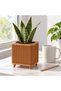 Ribbed Square Planter with Legs, 12.5 cm Opening, Modern Mid-Century Plant Pot for Indoor Plants - 3