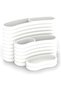 Ribbed Desk Organiser Set of 3 with 2 Removable Inserts, Vanity and Bedside, White