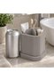 Toothbrush Holder with Drip Tray and Removable Divider, Modern Minimalist Vanity Cup, Matte, Grey - 3