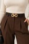 Women's Gold Buckled Slim Belt – Modern Double-Ring Design