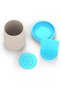 Diagonal Ribbed Toothbrush Holder Cup with Removable Drip Base and 2 Drainage Inserts, Greige Cyan - 4