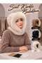 Women's Suede-Fur-Trimmed Balaclava Hat with Hooded Neck Warmer and Winter Snow Mask