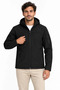 Men's Waterproof Softshell Jacket with Fleece Lining, Detachable Hood, and 4 Pockets - Black