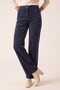 Velvet-Textured Pants with Elastic Waistband, Navy Blue