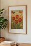 1 NOSTALGIC COUNTRY GARDEN-THEMED VINTAGE PAINTING WITH A NATURAL WOOD FRAME - 3