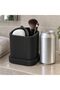 Toothbrush Holder with Drip Tray and Removable Divider, Modern Minimalist Vanity Cup, Matte, Black - 4
