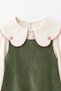 Girls' Green Velvet Dress and Blouse Set with Pockets - 4