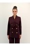 Premium Shawl Collar Double-Breasted Gold-Buttoned Jacket and Pants, Plum-Colored Two-Piece Suit - 5