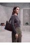 BROWN Women's Clutch Bag and Shoulder Bag with Scarf, Zippered Pocket, and Front Pockets - 2