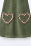 Girls' Green Velvet Dress and Blouse Set with Pockets - 3