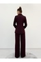 Premium Shawl Collar Double-Breasted Gold-Buttoned Jacket and Pants, Plum-Colored Two-Piece Suit - 6