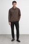 Coffee Polo Collar Half-Zip Cashmere Men's Sweatshirt |   Mew2311657-1