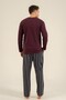 Men's plum 100% cotton pajama set, crew neck, pocket detail - 5