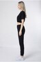 Women's black pocket sweatpants with elasticated cuffs / 2-thread sweatpants - relaxed fit everyday activewear - 2