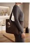 BROWN Women's Shopper Bag and Shoulder Bag with Scarf and Zipper Closure - 2