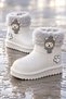 Children's Waterproof Rain Boots with Plush Detailing, Teddy Bear Figure, and Fur Inside - 2
