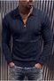 Seka 331 Men’s Collar-Front Striped Knit Sweater / Polo Collar Slim Fit Stretch Knit Sweater