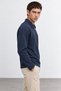Navy Blue Polo Collar Half-Zip Cashmere Men's Sweatshirt |   Mew2311657-1 - 3