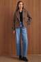 Oversized Short Coat with Jacket Collar, BROWN 3204 - 2