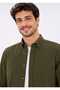 Men's Khaki Long Sleeve Basic Shirt - 2