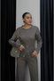 Women's Stylish Snap-Fastened Knit Set with Buckle Detail