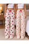 Women's Pajama Bottoms with a Pair of Cotton Satin Ribbons and New Year's and Teddy Bear Print Patterns