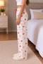 Women's Pajama Bottoms with a Pair of Cotton Satin Ribbons and New Year's and Teddy Bear Print Patterns - 6