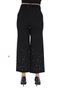 Plus-Size Women's High-Waisted Floral Print Wide-Leg Cotton Stretch Fabric Ankle-Length Pants, Black, Sizes 42–48 - 7