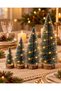 New Year's Tree Set with Snow Effect: 1 LED + (1 x 25 cm, 1 x 20 cm, 1 x 15 cm, 1 x 10 cm) – Set of 4 Fir Trees - 4
