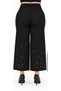 Plus Size Black High-Waisted Palazzo Pants with Floral and Stone Details, Wide Leg, Women'S, Sizes 50-56. - 7