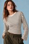 Women's Oversized Long-Sleeve T-Shirt with a Shiny Textured Stripe and Waist-Fitted Design - 5
